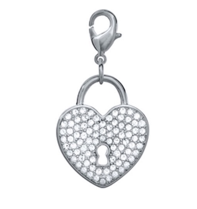 Crystal heart dangle for floating lockets