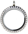 Large Silver Crystal 30mm Floating Locket - Stoney Creek Charms