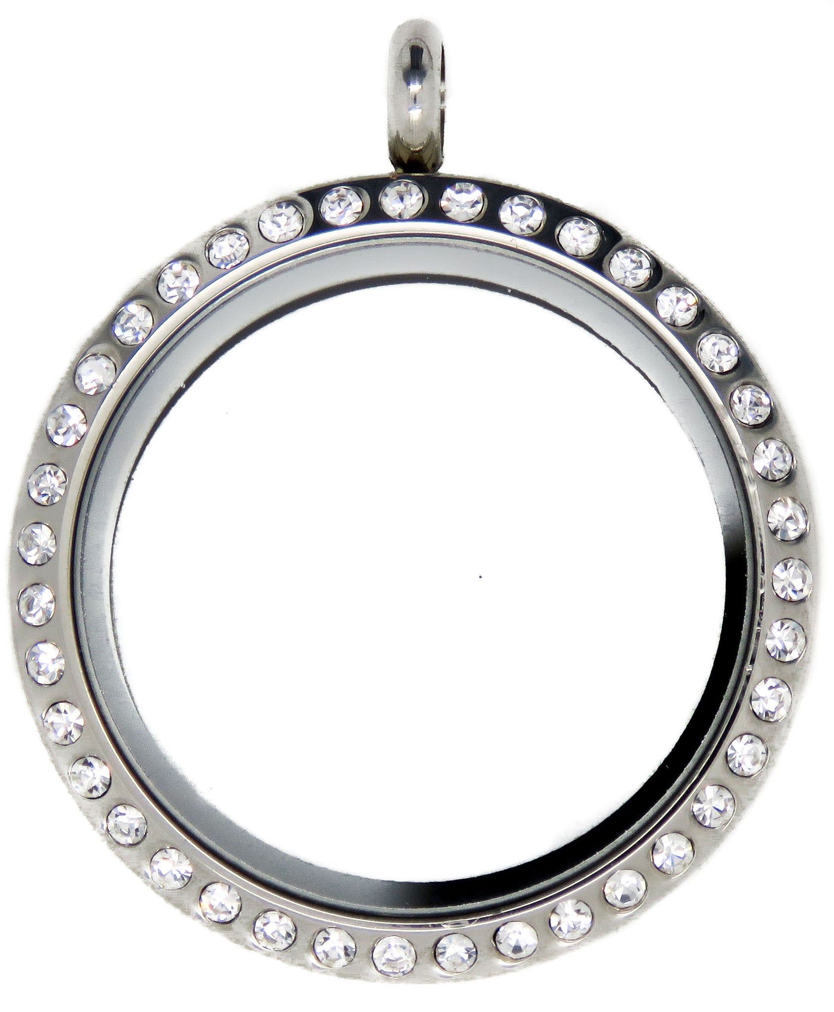 Large Silver Crystal 30mm Floating Locket - Stoney Creek Charms