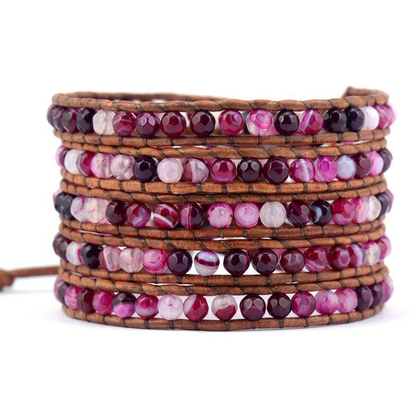 Mixed Stone Wrap Bracelet in Pinks - Stoney Creek Charms