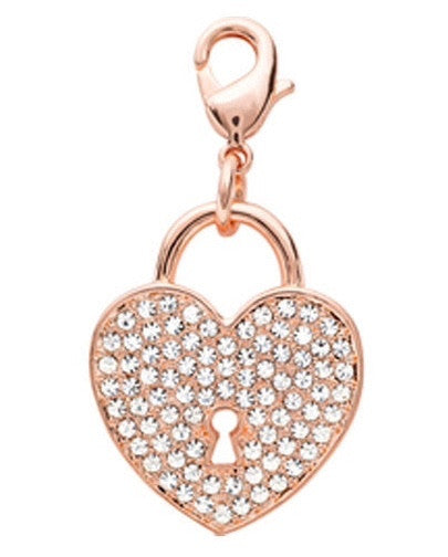 Crystal Rose Gold Heart Dangle - Stoney Creek Charms