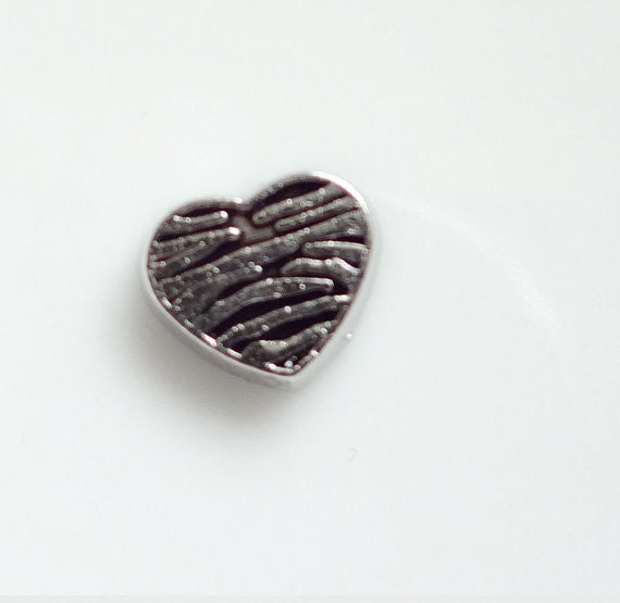 Zebra heart floating locket charm - Stoney Creek Charms - 1