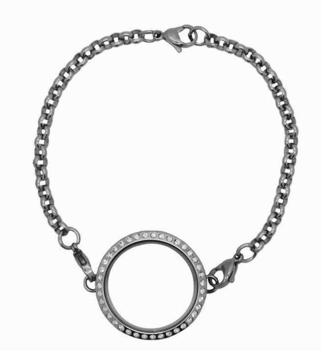 Silver medium floating locket bracelet