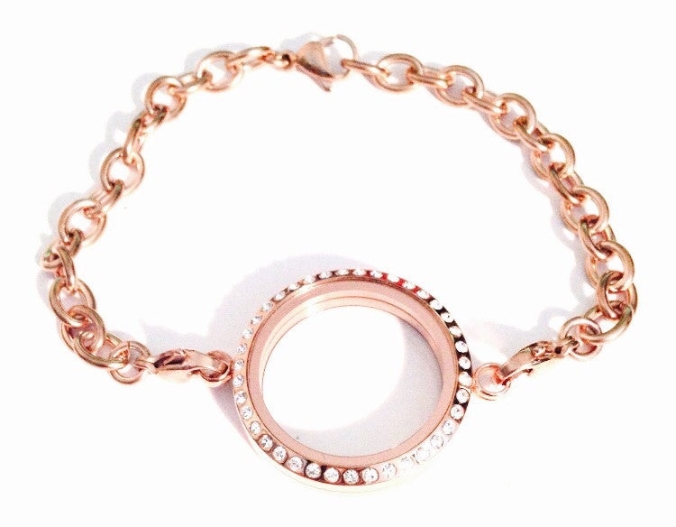 Rose gold medium floating locket bracelet