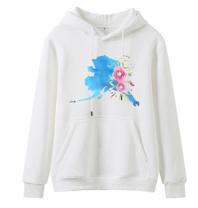 Watercolor Alaska Map Hoodie