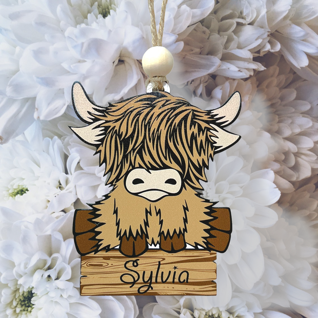 Personalized Highland Cow Ornament