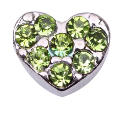 Green Crystal Heart Charm