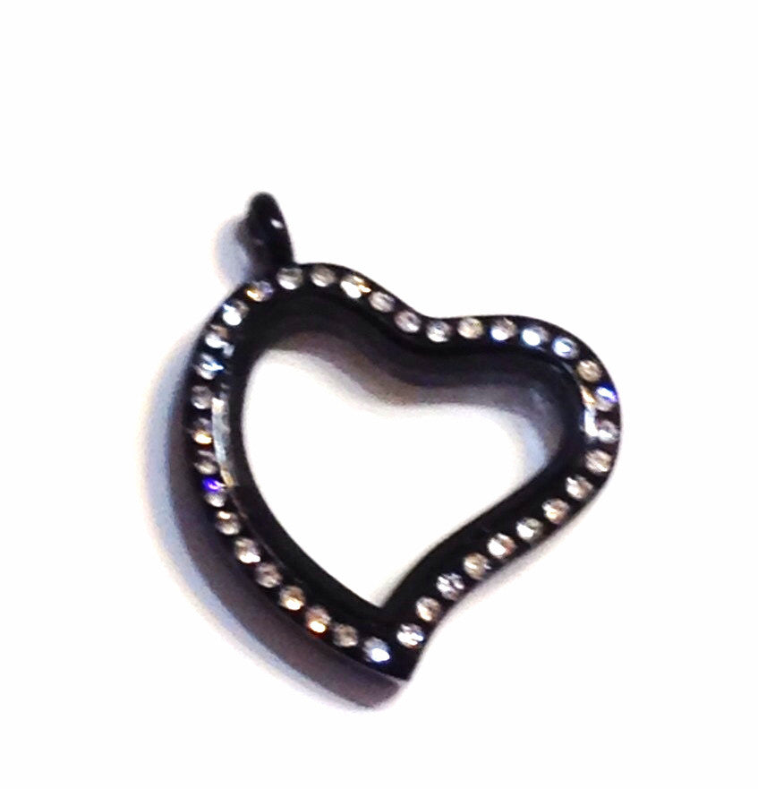 Black Heart Floating Locket