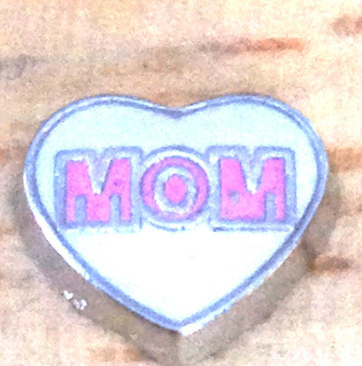 Mom on white heart floating locket charm - Stoney Creek Charms