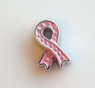 Pink ribbon floating locket charm