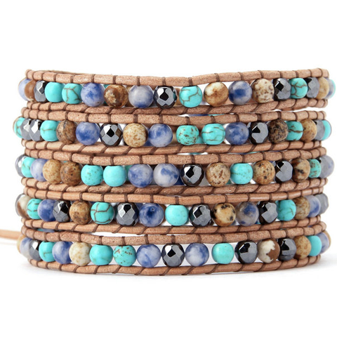 Mixed Stone Wrap Bracelet in Blue - Stoney Creek Charms