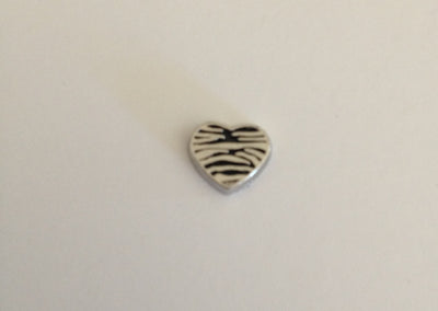 Zebra heart floating locket charm - Stoney Creek Charms - 2